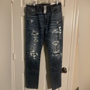 Dark Wash Men American Eagle Jeans AirFlex + Temp Tech Athletic Skinny No.5692